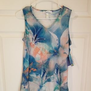 Dawn Davis Butterfly Blues Blouse NWT Small